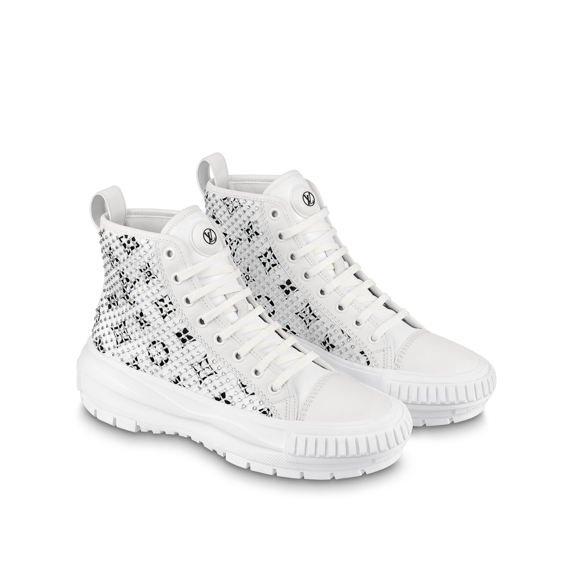 LOUIS VUITTON LOUIS VUITTON Squad Rhinestone Sneakers shoes leather White  Used Women #41
