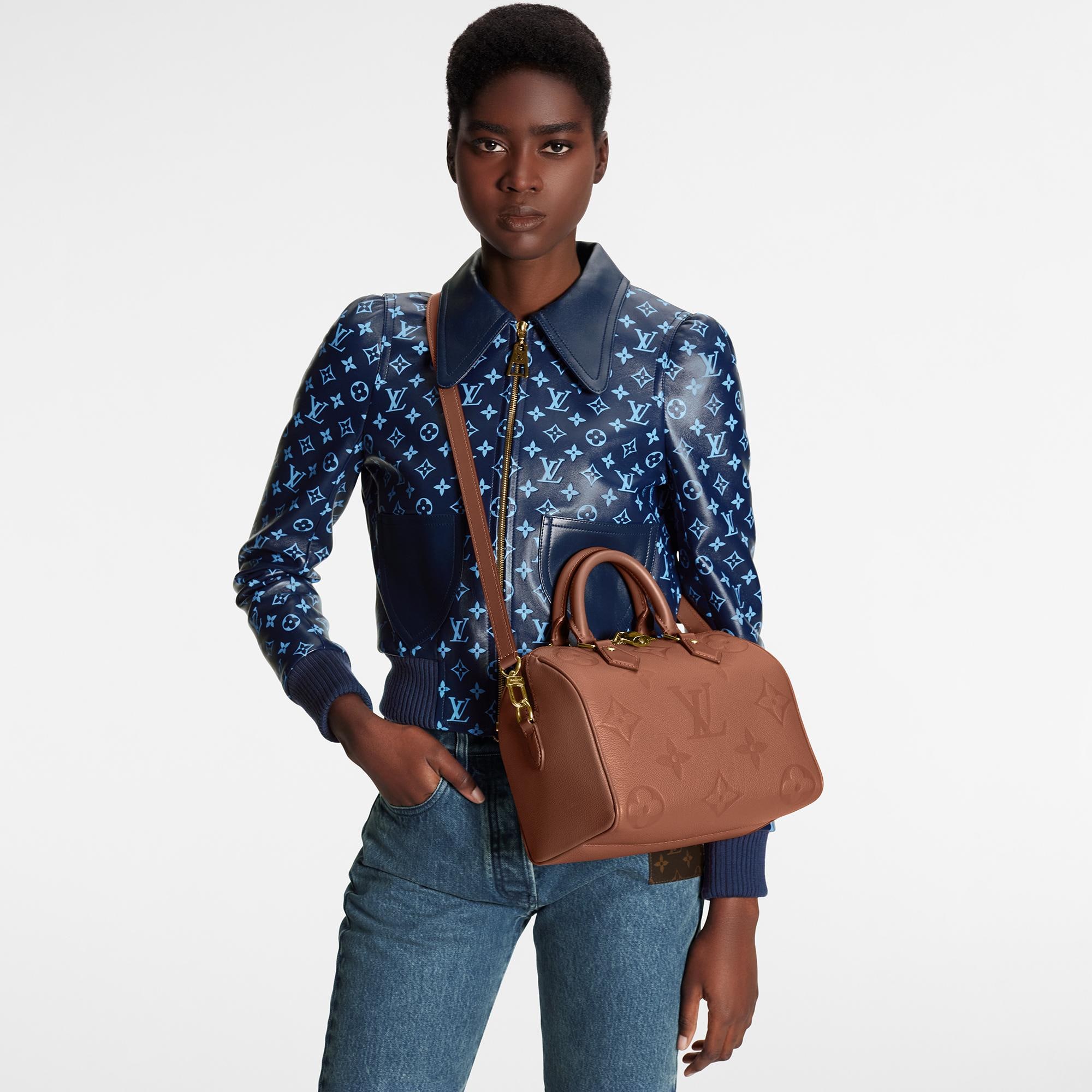 Louis Vuitton Speedy Bandoulière 25 Monogram Empreinte Leather – Women – Handbags M46136 Cognac