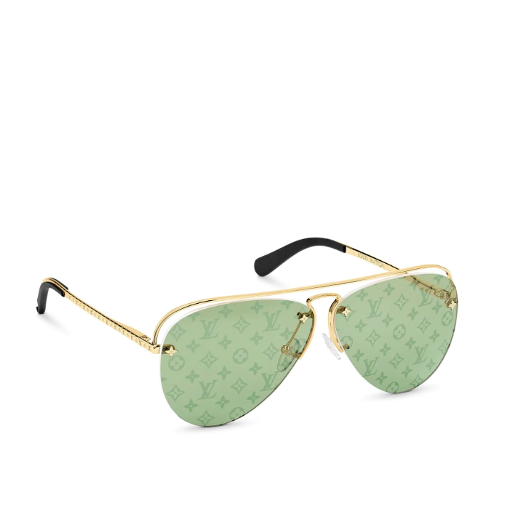 Louis Vuitton Monogram Flower Grease Sunglasses Z1179E Khaki green lenses