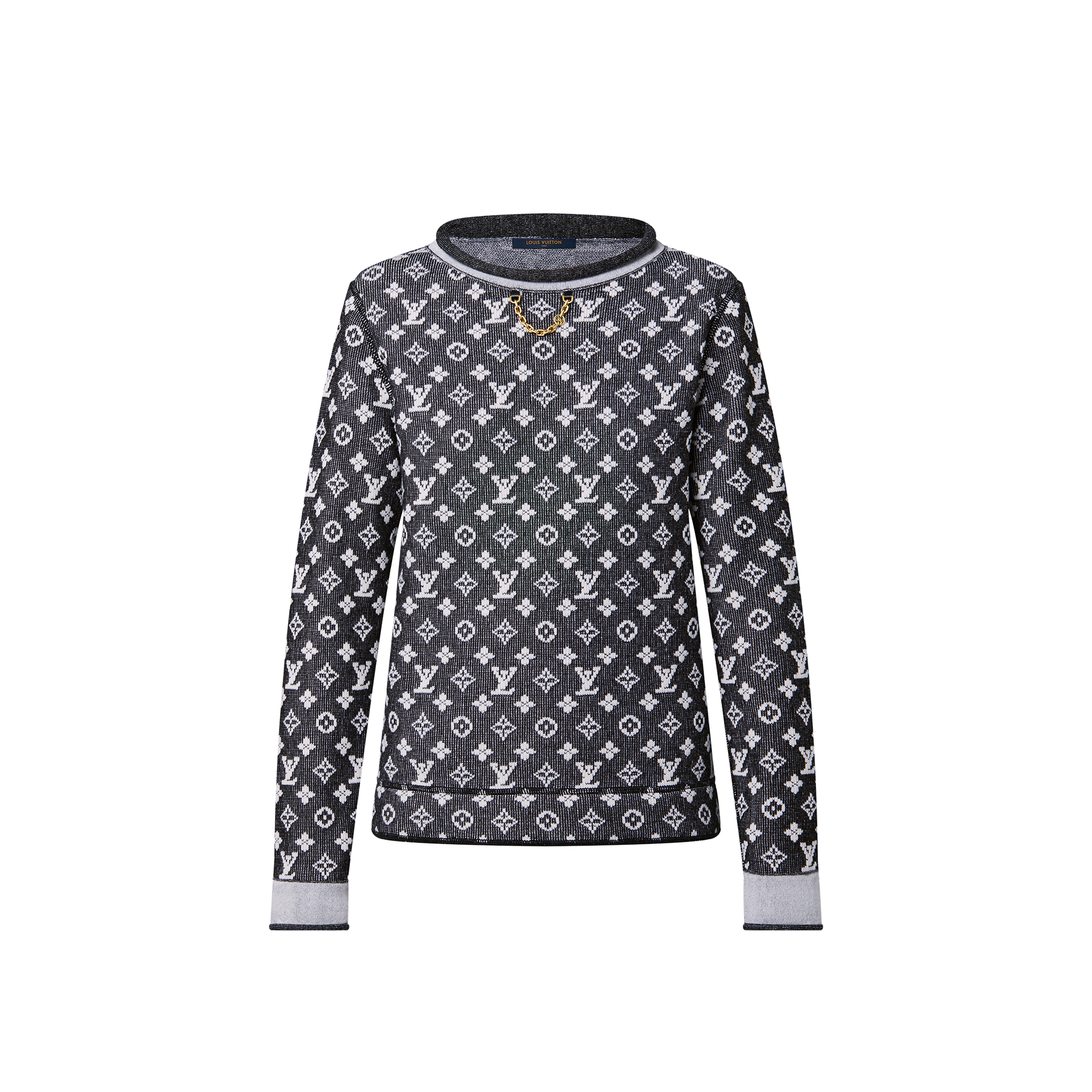 Louis Vuitton Denim Monogram Jacquard Knit Pullover – Women – Ready-to-Wear 1AAYSV S