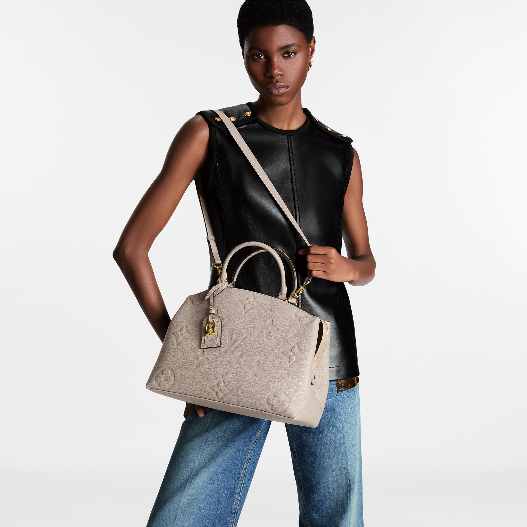 Louis Vuitton Grand Palais Monogram Empreinte Leather – Women – Handbags M45833 Turtledove