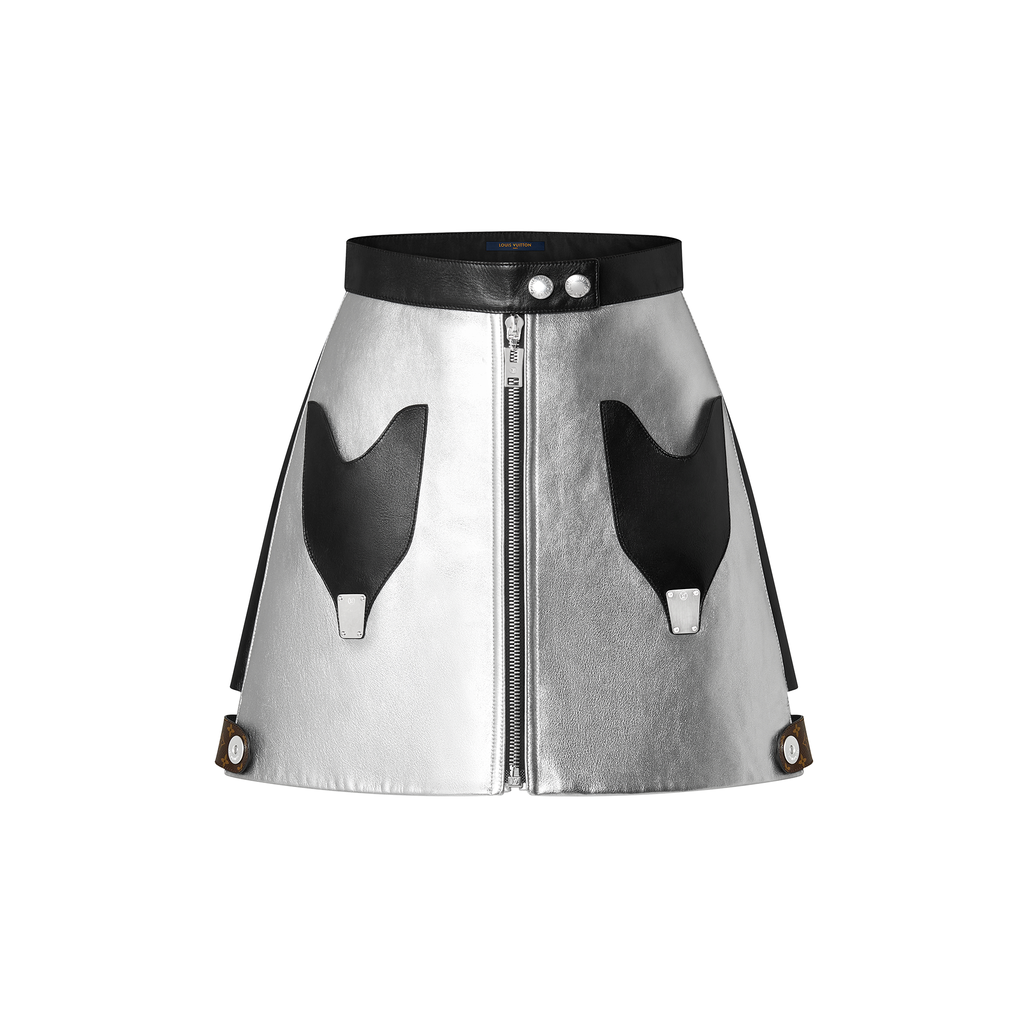 Louis Vuitton Graphic Accent Silver Calfskin Mini Skirt – Women – Ready-to-Wear 1AAZ22