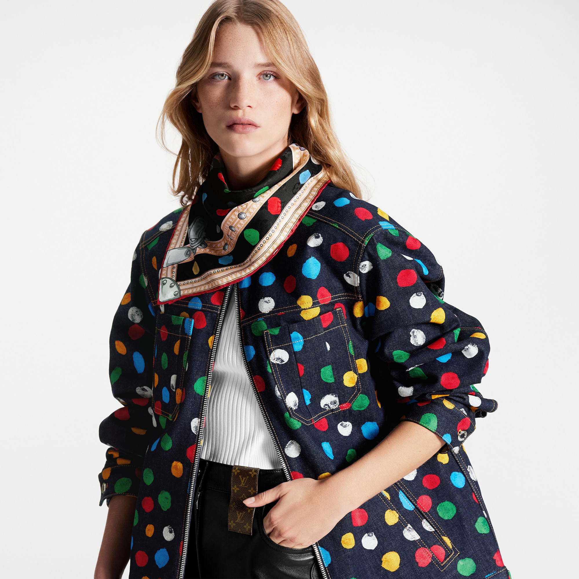 Louis Vuitton LV x YK Painted Dots Monogram Square 90 – Women – Accessories M78283 Black