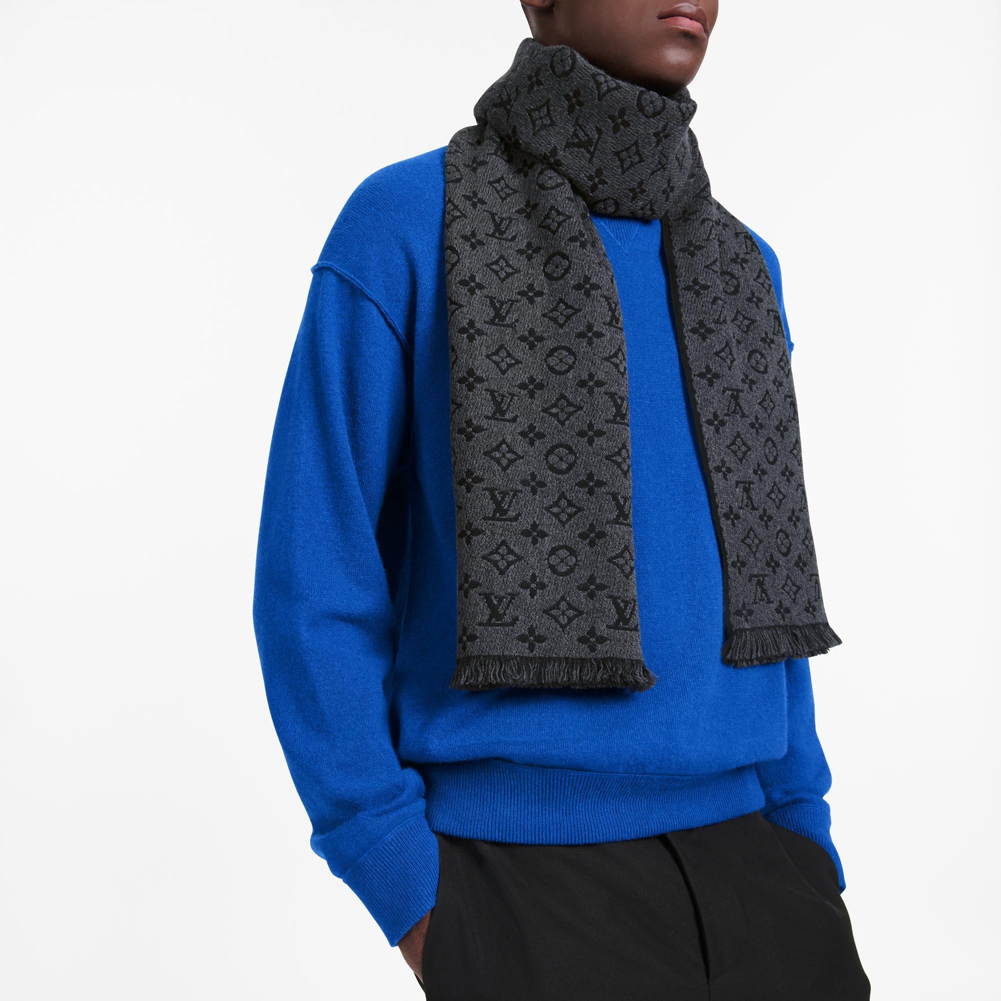 Louis Vuitton Monogram Classic scarf – Men – Accessories M78526 Charcoal grey