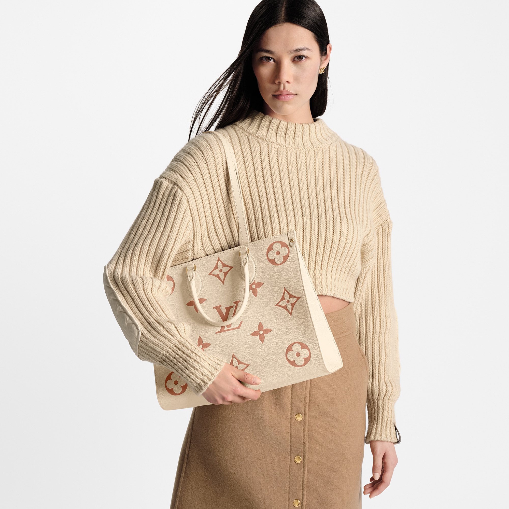 Louis Vuitton OnTheGo MM Monogram Empreinte Leather – Women – Handbags M21575 Crème / Rose Trianon
