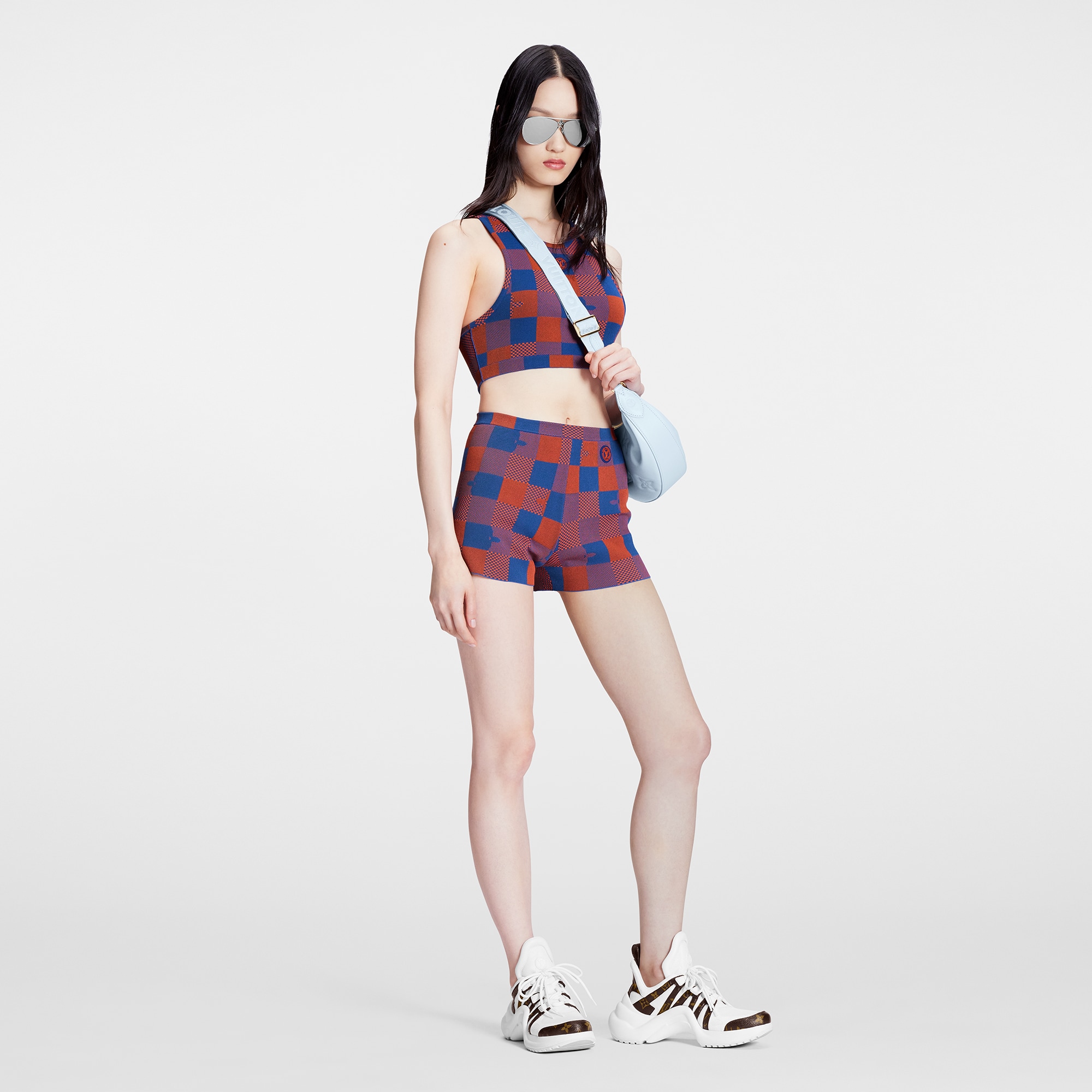 Louis Vuitton Pop Monogram Damier Knit Mini Shorts  – Women – Ready-to-Wear 1AAXA2 Blue France