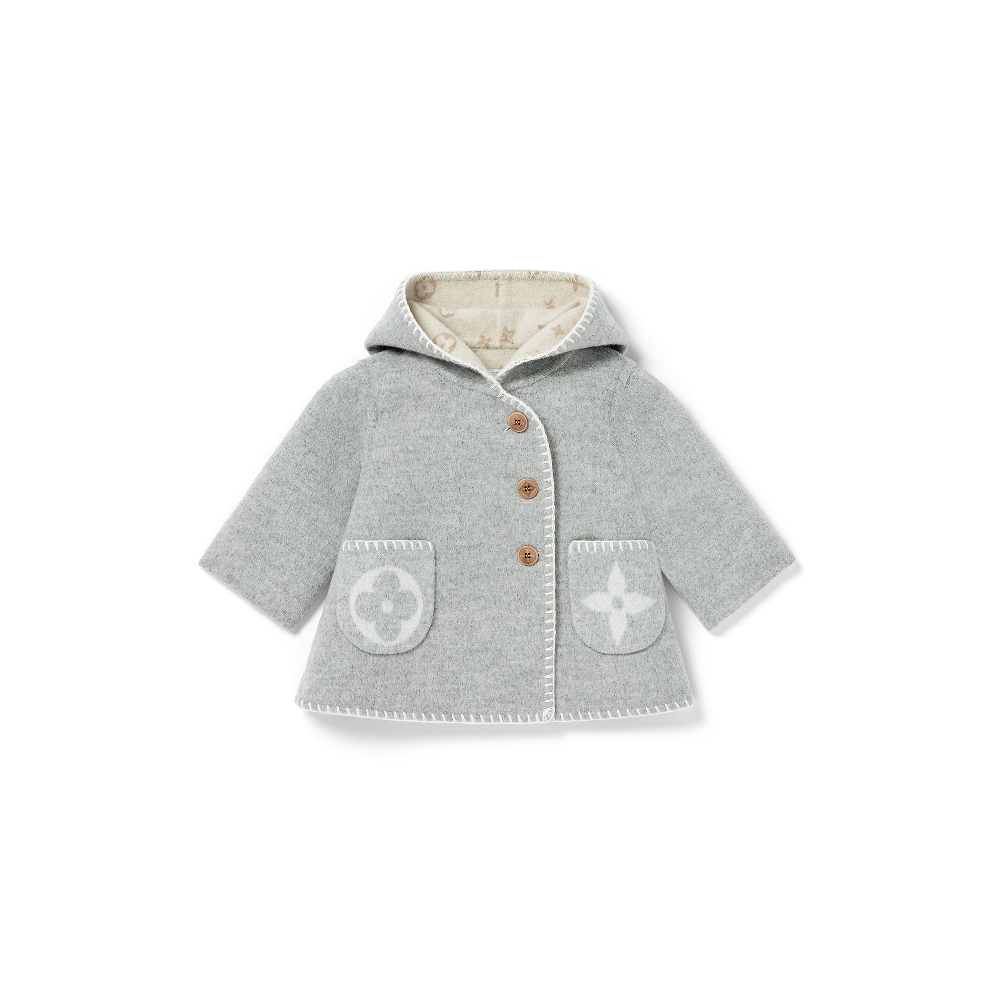Louis Vuitton 2 Pockets Coat S00 – New – For Baby GI010D Grey