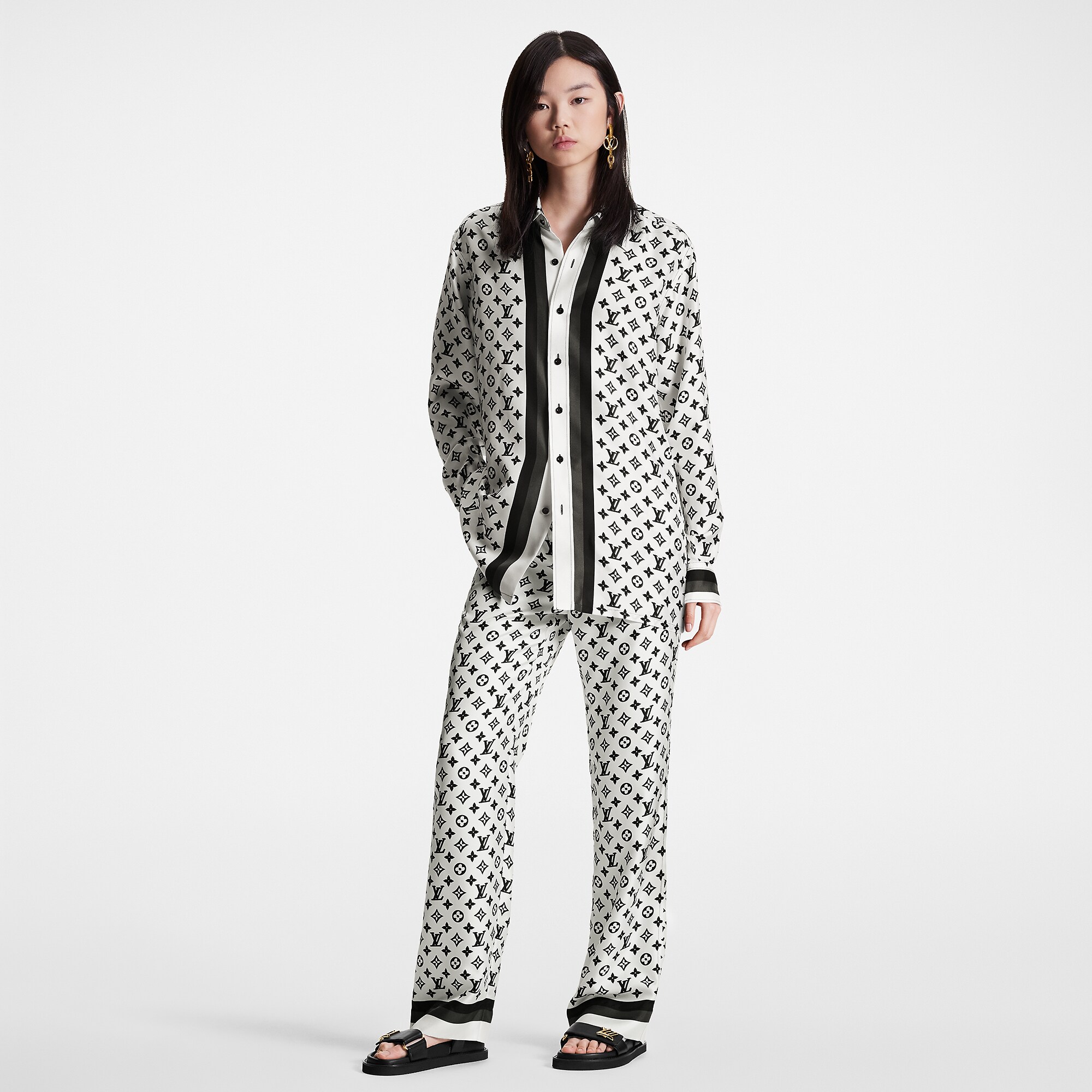 Louis Vuitton 3D Monogram Stripe Accent Pajama Pants – Women – Ready-to-Wear 1ABTH0