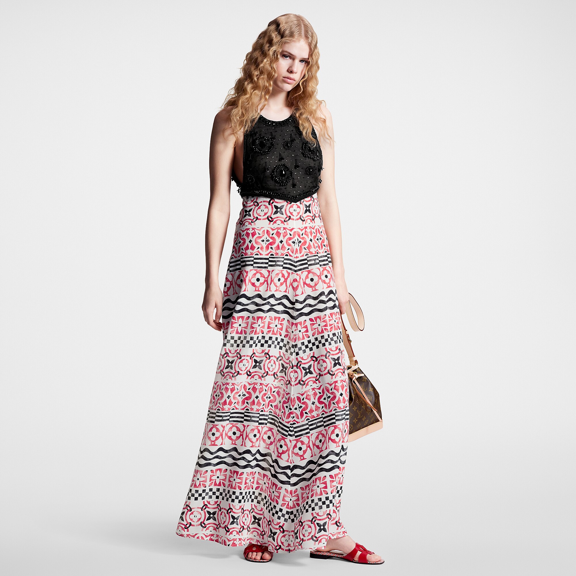 Louis Vuitton Beaded Top Monogram Tile Maxi Dress – Women – Ready-to-Wear 1ABQ4K