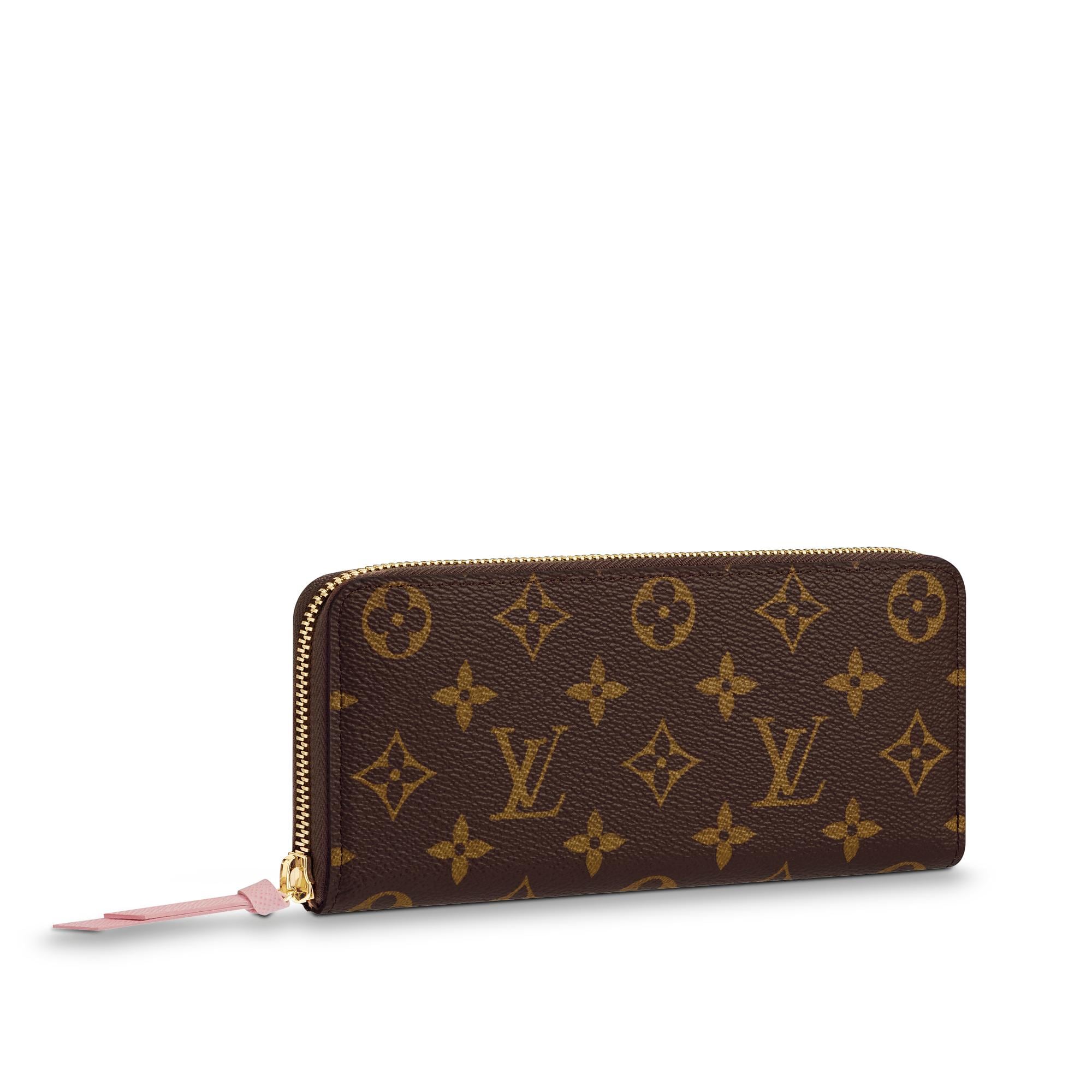 Louis Vuitton Clemence Wallet in Monogram, Colored Leather Zip M61298 Rose Ballerine