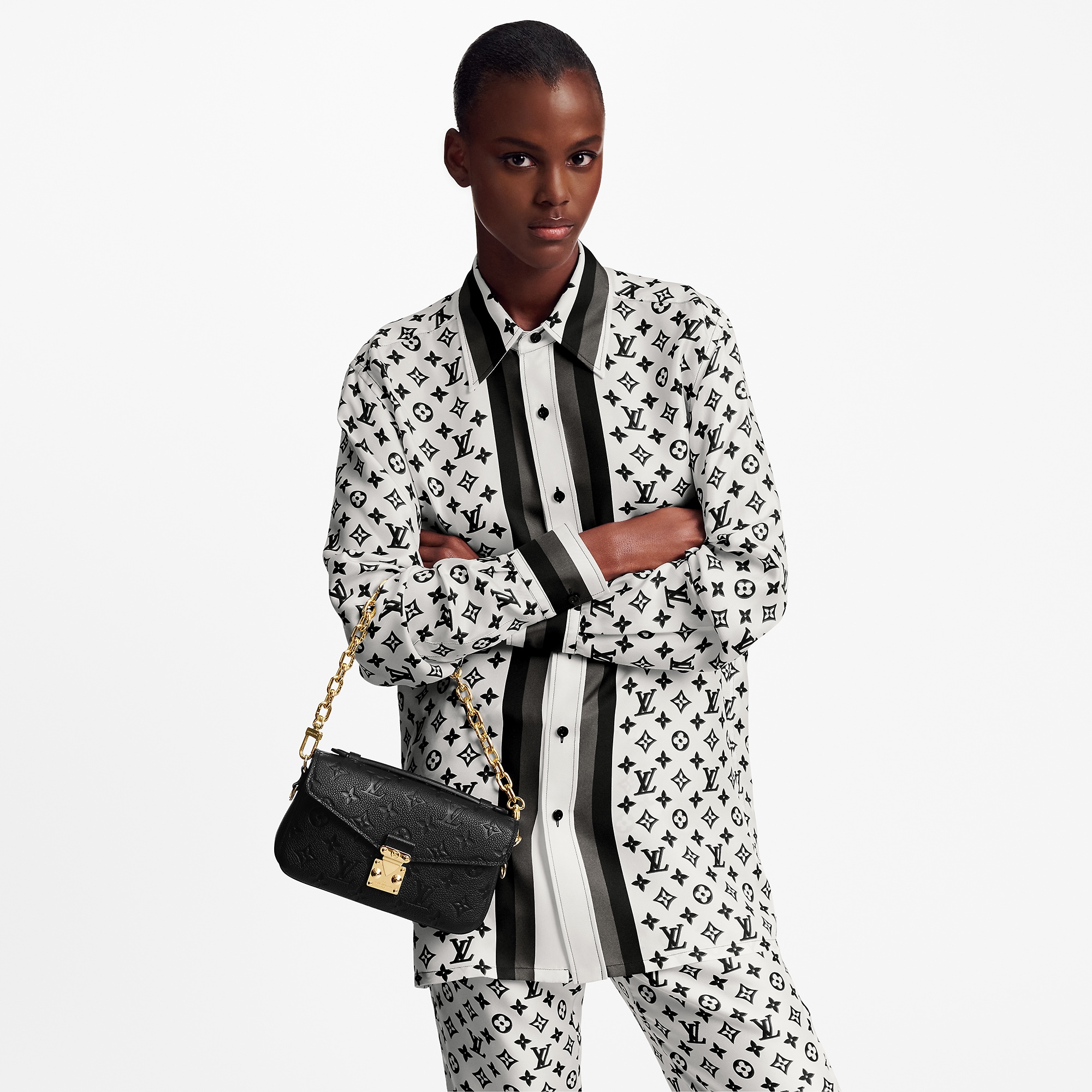 Louis Vuitton Pochette Métis East West Monogram Empreinte Leather – Women – Handbags M46595 Black