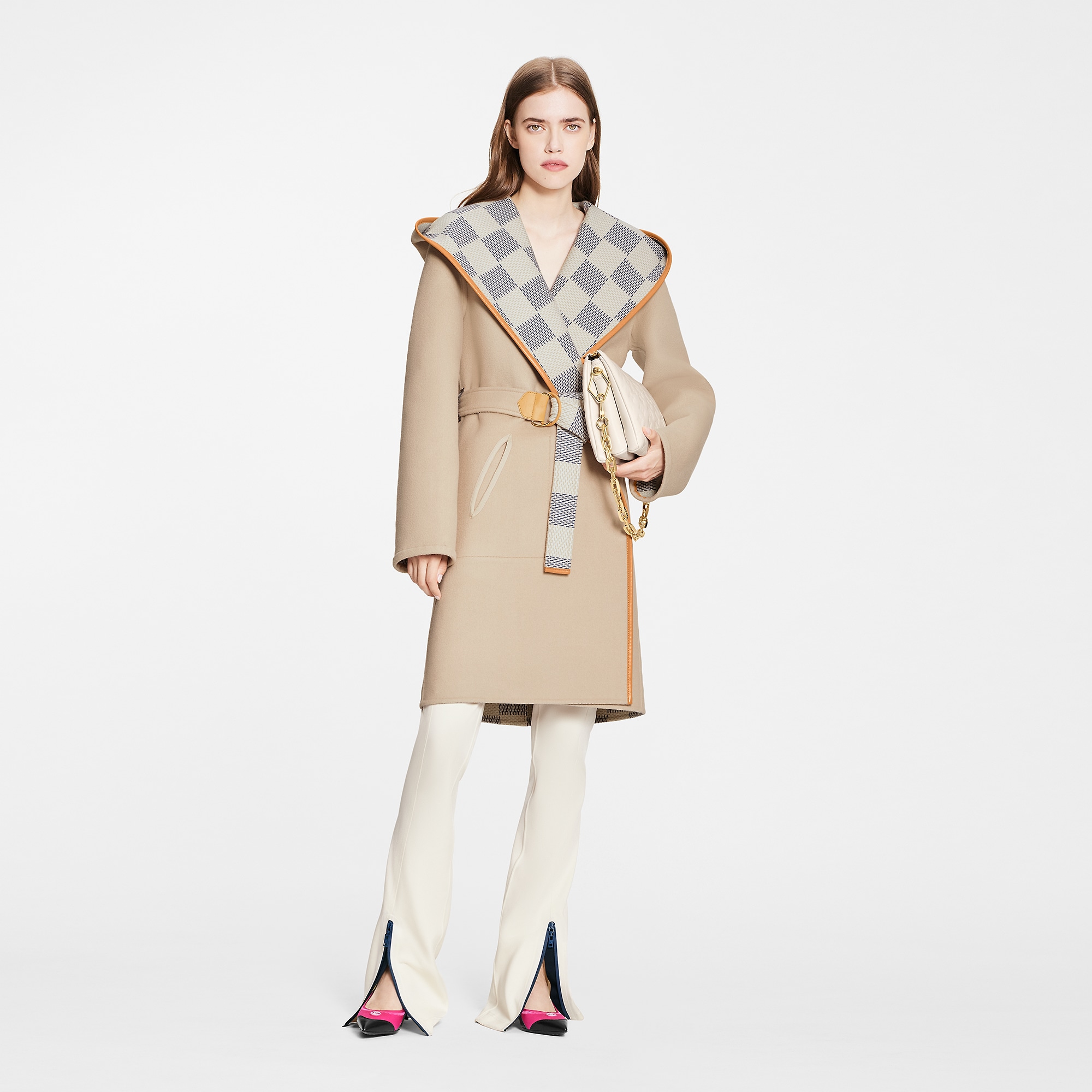 Louis Vuitton Reversible Damier Azur Hooded Wrap Coat – WOMEN – Ready-to-Wear 1A9L0P